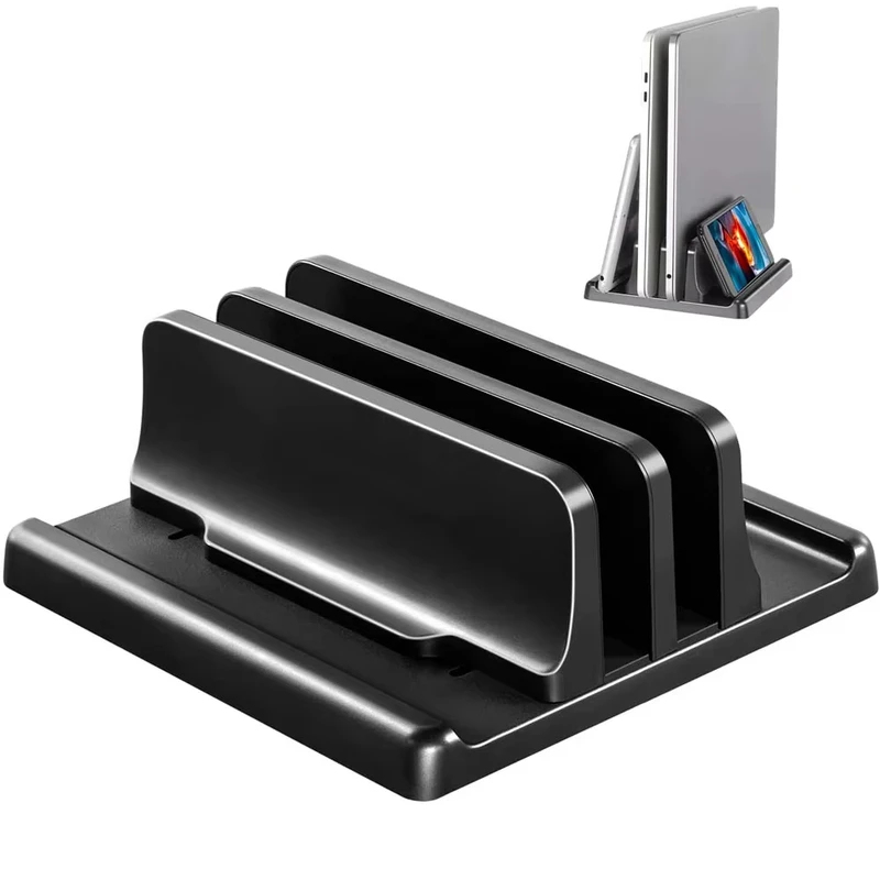 Vertical Laptop Stand - 4 in 1 垂直ラップトップスタンド 調節可能な幅幅 省スペースデスクトップノートブックホルダー