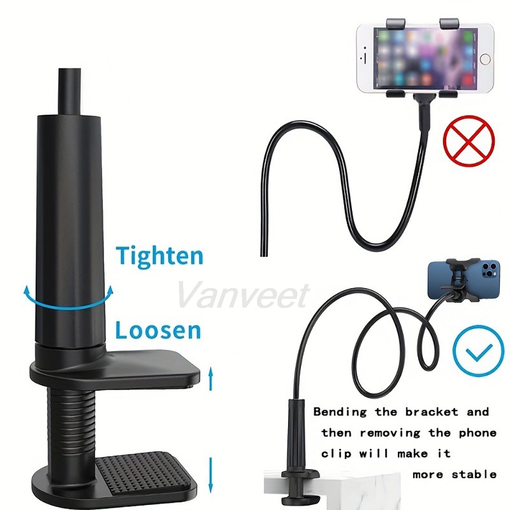 Desk Setup Table - 360 ° 携帯電話ホルダースタンドクリップ柔軟なレイジーベッドデスクトップブラケットスマートフォンデスクベッドマウントスタンドベースサポートポータブル