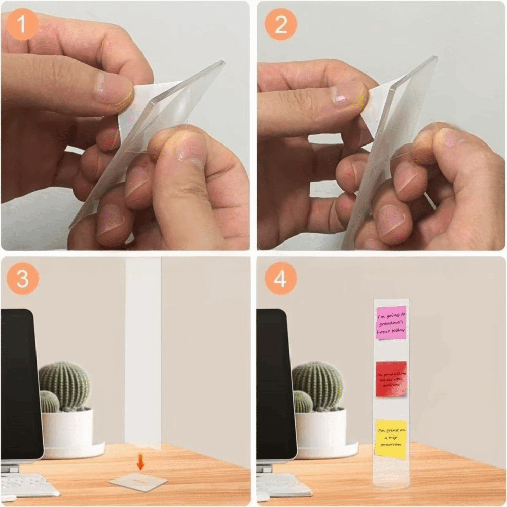 Sticky Memo Holder - アクリルメモメッセージボード取り外し可能な透明付箋ホルダースタンド垂直メモディスプレイオーガナイザーホームオフィス