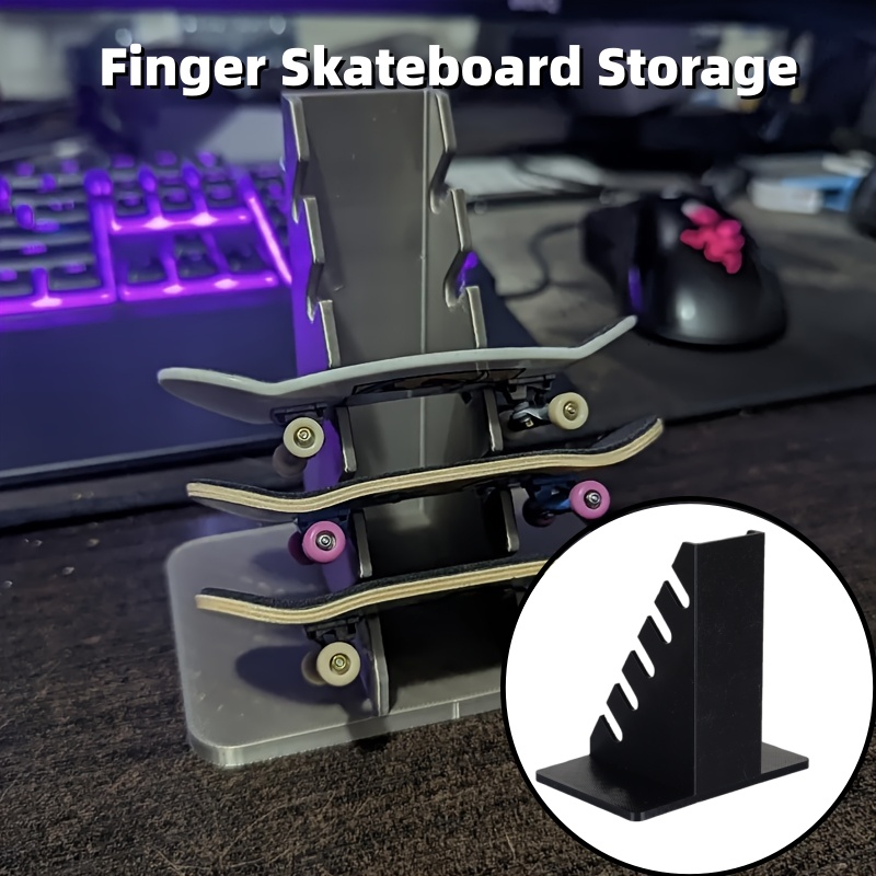 Desk Setup Shelves - 1 個フィンガースケートボードディスプレイスタンドフィンガースケートボードデスクトップ収納ラック収納ホームアクセサリー装飾棚