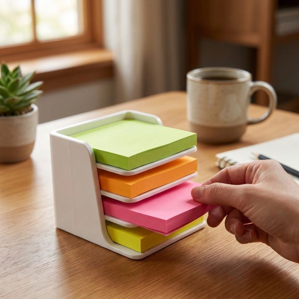 Sticky Memo Holder - 積み重ね可能な付箋ホルダー、層分けされた安定したベース、メモパッドホルダー、転倒防止、3Dプリントデスク引き出しオーガナイザー、デスクトップ用