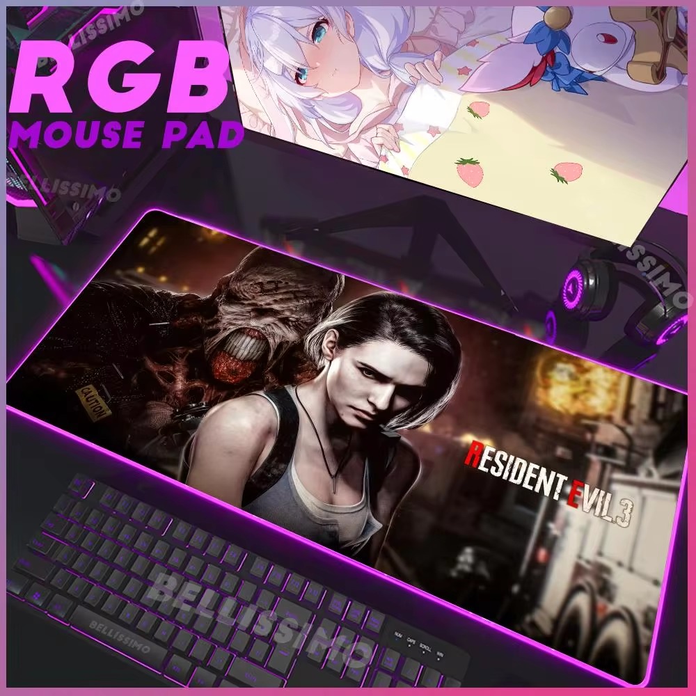 Desk Setup Rgb - R_レジデント E_イービル シリーズ RGB ゲーミングマウスパッド照明テーブルマウスパッド耐久性のあるキーボードマウスマットゲームアクセサリーラップトップクッション
