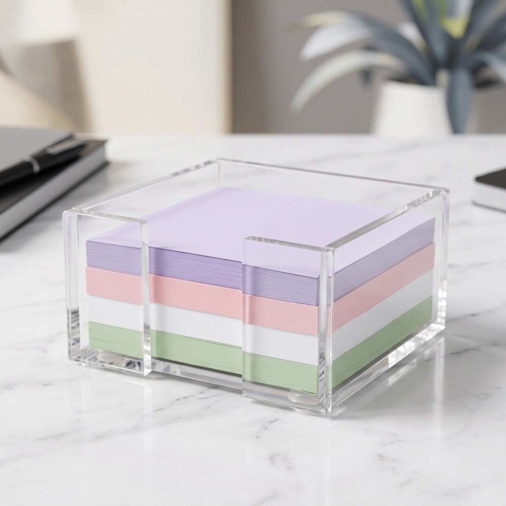 Sticky Memo Holder - 透明付箋ホルダー多機能クリスタルクリアメモ帳ホルダーデスク整理ポータブルメモメモディスペンサー