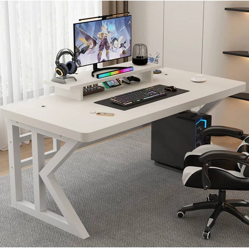 Desk Setup Monitor And Laptop - シェイプドL型ゲーミングデスクテーブル、折りたたみ式ラップトップテーブル（ベッド用）、コンピューター用オフィスデスク、モニタースタンド付き家具、学習机