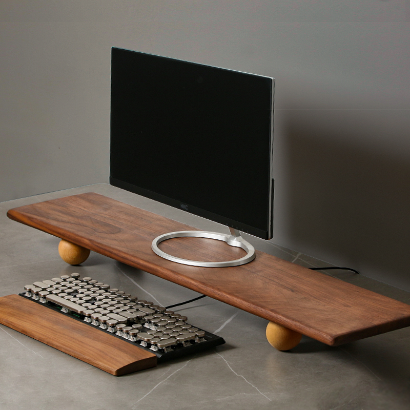 Desk Setup Monitor And Laptop - 無垢材モニターライザー ノートパソコン昇降スタンド デスクトップディスプレイ画面オーガナイザー コンピューターデスクセットアップアクセサリー