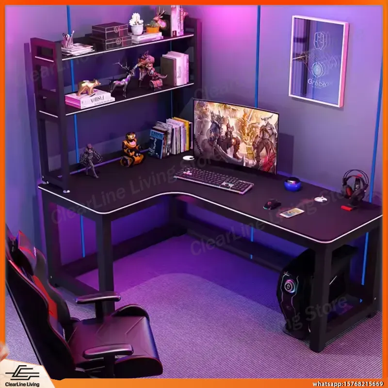 Desk Setup Best - 2026年ベストセラー電動昇降式ゲーミングデスクRGB LEDコンピューターデスクeスポーツセットアップ用人間工学に基づいたオフィスデスクPC