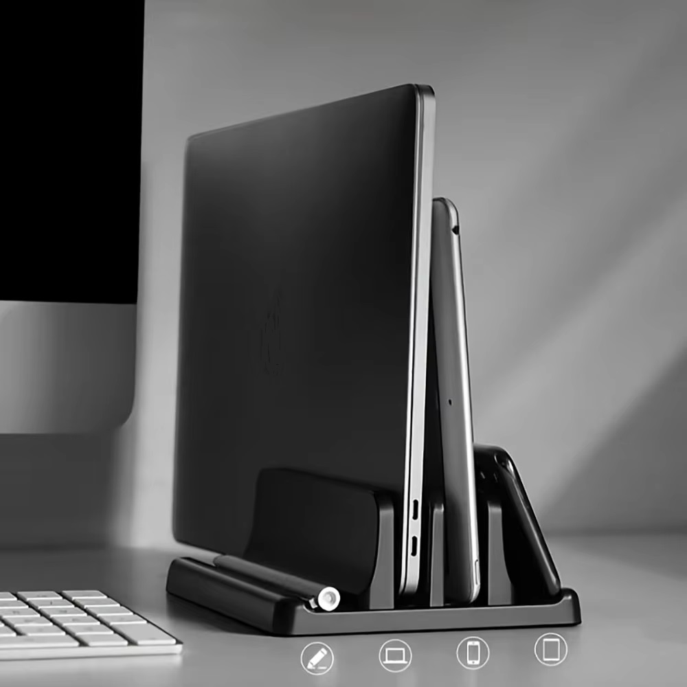 Vertical Laptop Stand - ラップトップスタンド、Macbook、iPad、タブレット、デスクトップベースに適した垂直収納ラック