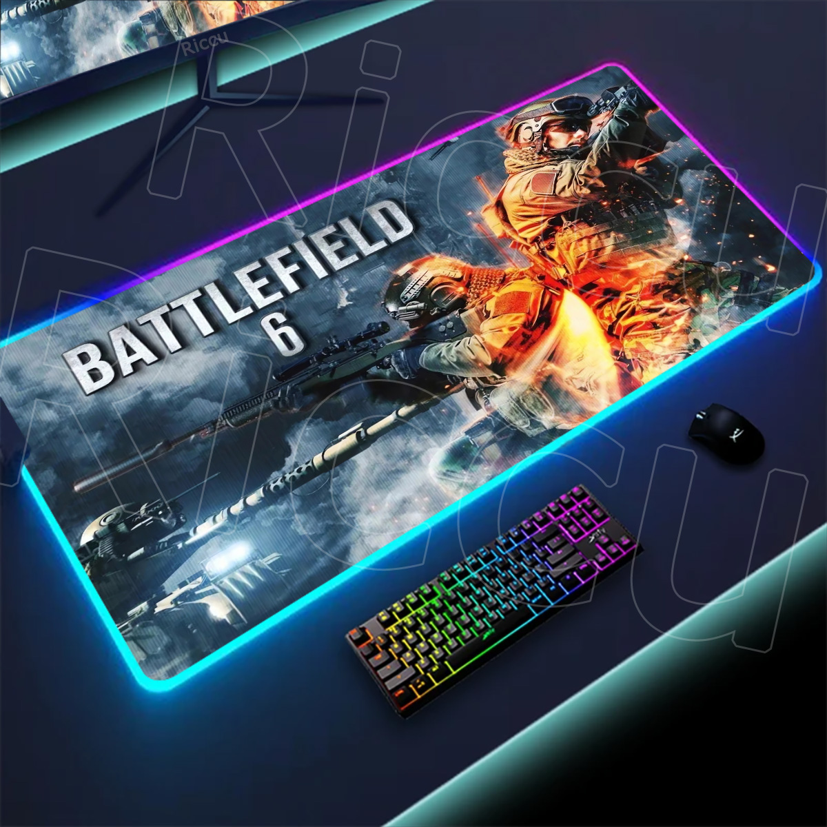 Desk Setup Rgb - 新しいゲーマー Rgb デスクマットバックライト Led マウスパッドセットアップゲームアクセサリーデスクマットビッグマウスパッドバックライト B-Battlefield