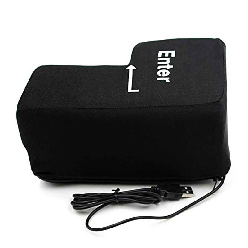 Desk Setup Programmer - クリエイティブな大型USBエンターキー型ストレス解消枕、大きなエンターボタン型圧力緩和デスクトップクッション、オフィスワーカーやプログラマー向け