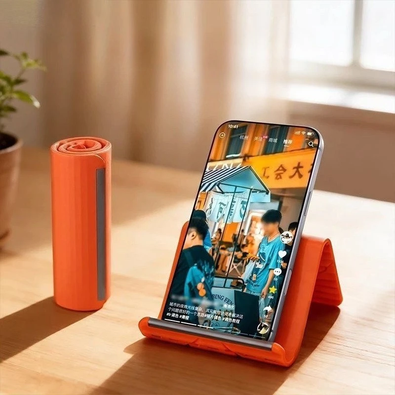 Desk Setup Table - クリエイティブで柔軟性があり、折りたたみ式で変形可能なスタンド。怠惰な姿勢でも使える、旅行やオフィスでの使用に最適な、持ち運び可能なシリコン製のデスクトップ用スマートフォン・タブレットホルダー。