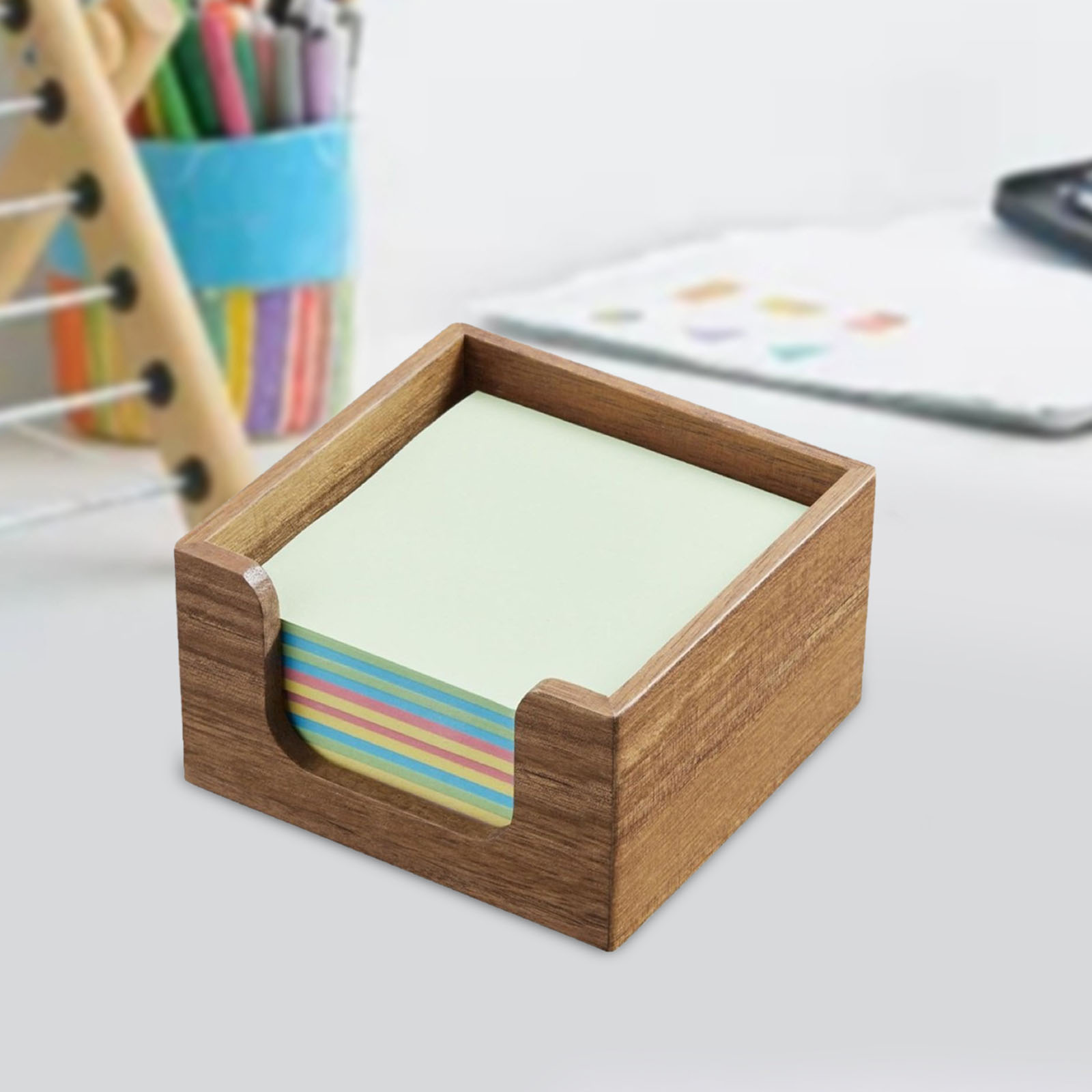 Sticky Memo Holder - アカシアウッド付箋ホルダー、メモパッドホルダー多目的頑丈で素朴なコンパクトデスクアクセサリーオーガナイザーデスク学校用