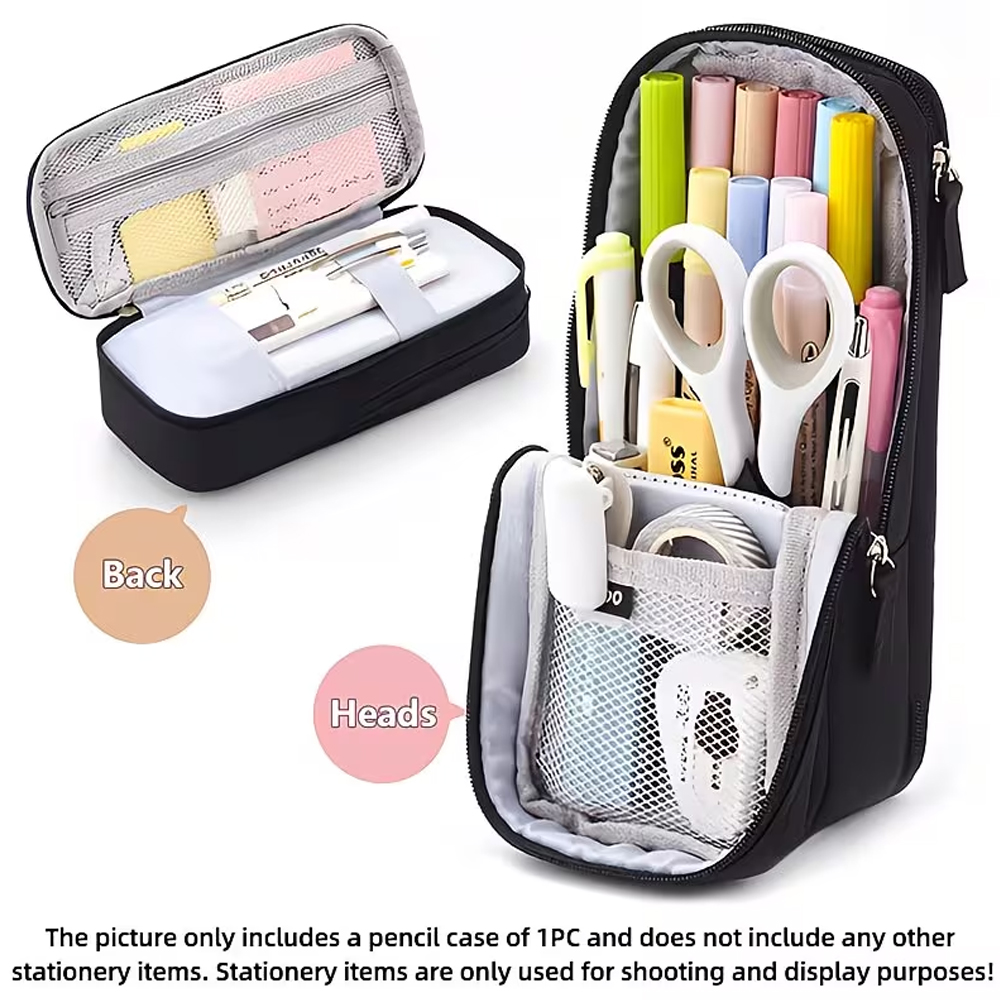 Sticky Memo Holder - 新しいクリエイティブな二層式ポータブル小型スクールバッグペンシルケース、オフィスや学習用の収納文具バッグ、付箋、ラベル用紙、マーカーなどの収納に適しており、さまざまな文房具を収納できる、1個入り