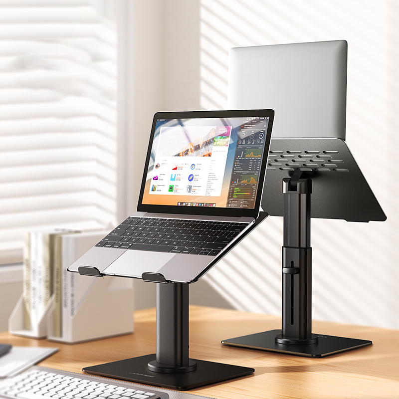 Vertical Laptop Stand - ラップトップスタンド 360度回転可能な垂直ブラケット 吊り下げ式放熱機能付き 昇降可能なデスクトップ高さ調整アルミニウム合金スタンド