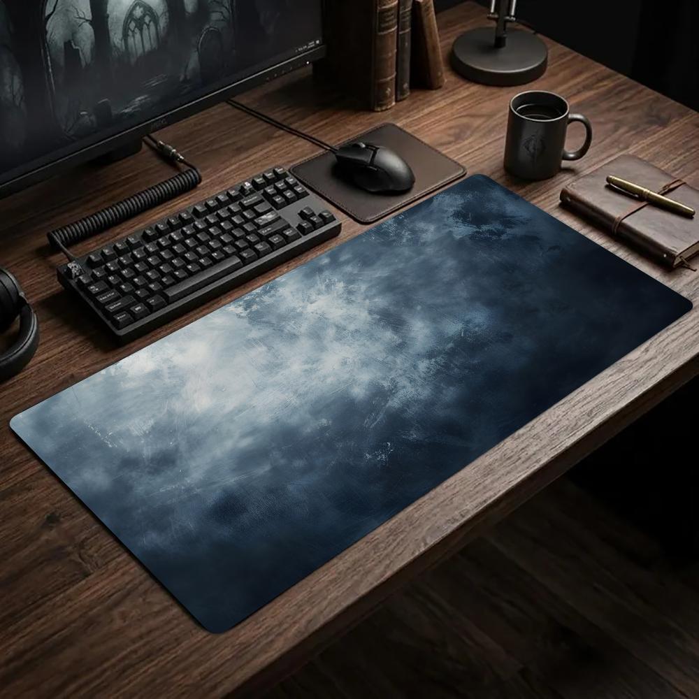 Desk Setup Grey - ダークグレーの抽象柄マウスパッド、ゲーミングマット、ゲーミング用デスクアクセサリー、拡張パッド、オフィス用