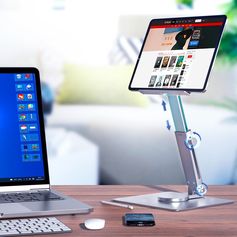 アルミ製タブレットスタンド360 ° 回転可能な折りたたみ式 - Desk Setup Ipad のレビューと価格