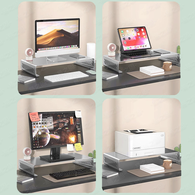 コンピューターモニタースタンドライザー人間工学に基づいたデス - Desk Setup Monitor And Laptop のレビューと価格