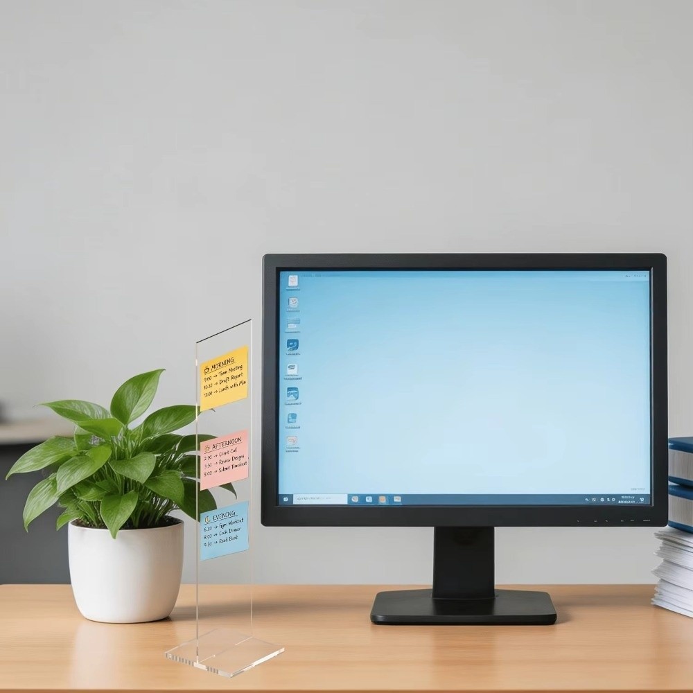 アクリルメモメッセージボード取り外し可能な透明付箋ホルダース - Sticky Memo Holder のレビューと価格