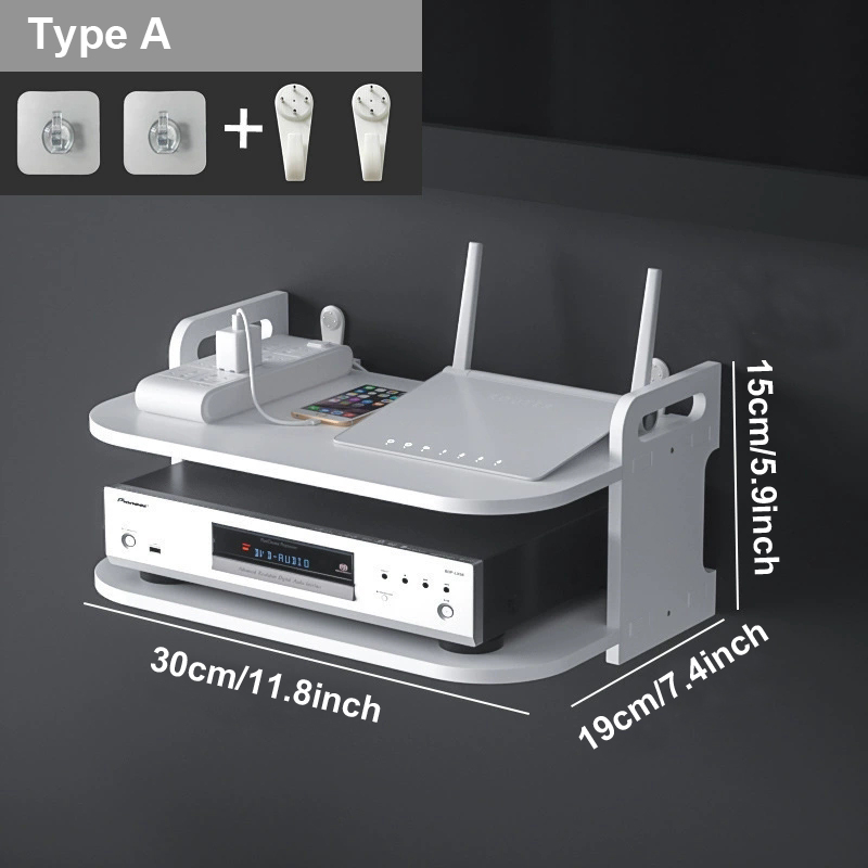 壁掛け式ルーターケーブルオーガナイザーシェルフ、通気性のある - Desk Setup Shelves のレビューと価格