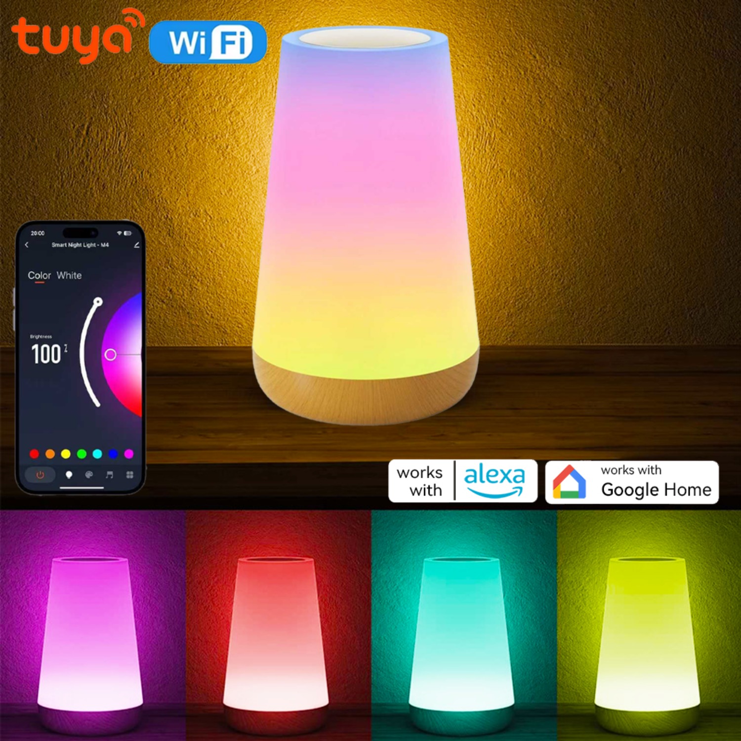 USB充電式Tuya WiFiスマートテーブルランプ調光可能 - Desk Setup Rgb のレビューと価格