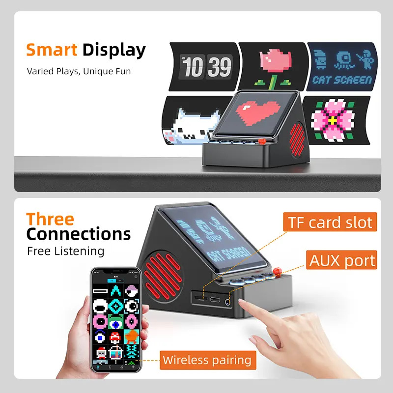 レトロピクセルアートプログラマブルLEDディスプレイポータブ - Speaker Desk Setup のレビューと価格