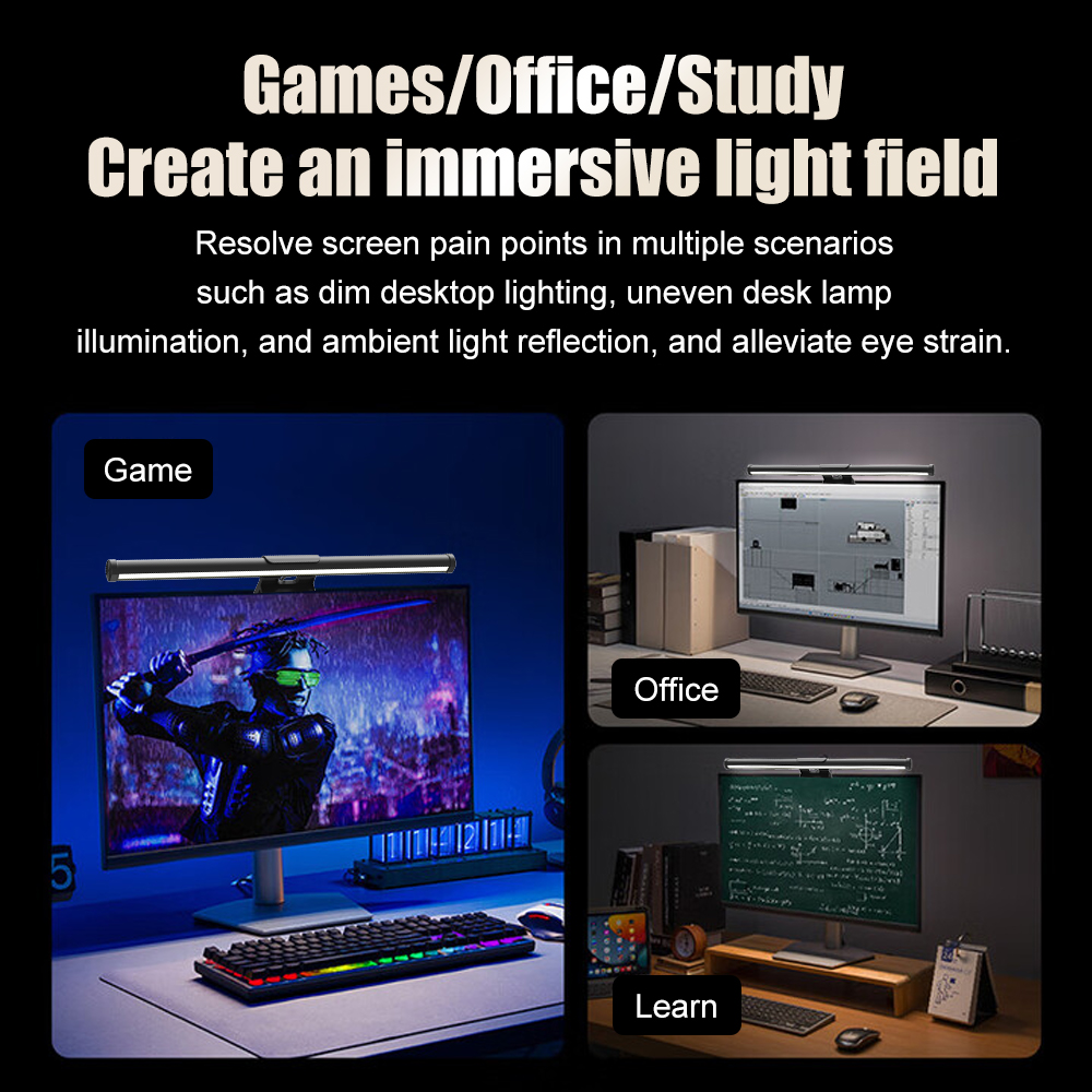 ライトバー、モニター、Wi-Fi接続、画面照明、RGBライト - Desk Setup No Monitor のレビューと価格