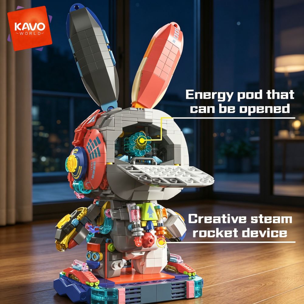 KAVOWORLD 1377ピース ロボットウサギ 組み立て - Desk Setup Builder のレビューと価格