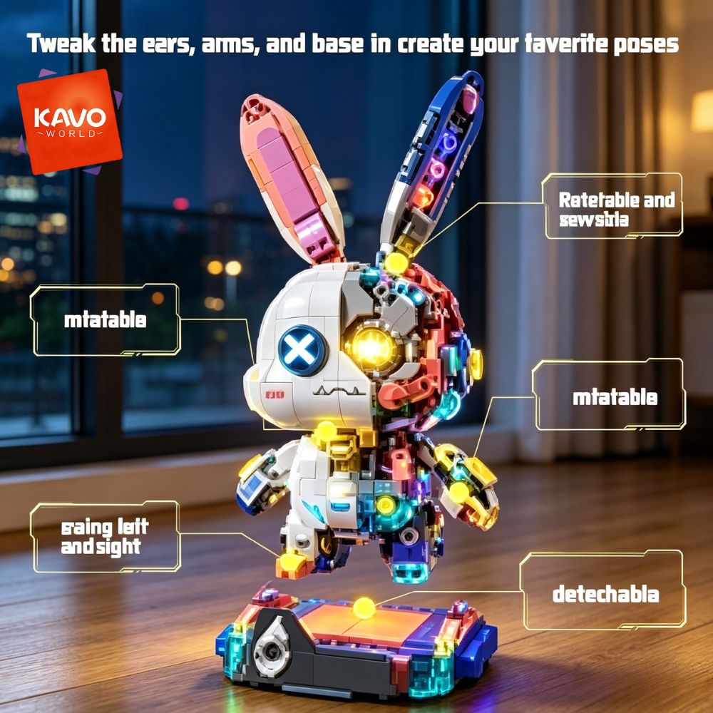 KAVOWORLD 1377ピース ロボットウサギ 組み立て - Desk Setup Builder のレビューと価格