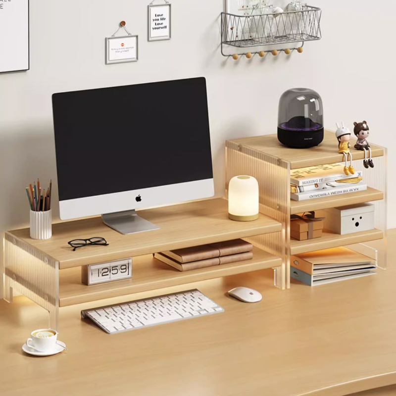 アクリル製モニター台、デスク用スタンド、パソコン用ディスプレ - Desk Setup Monitor And Laptop のレビューと価格