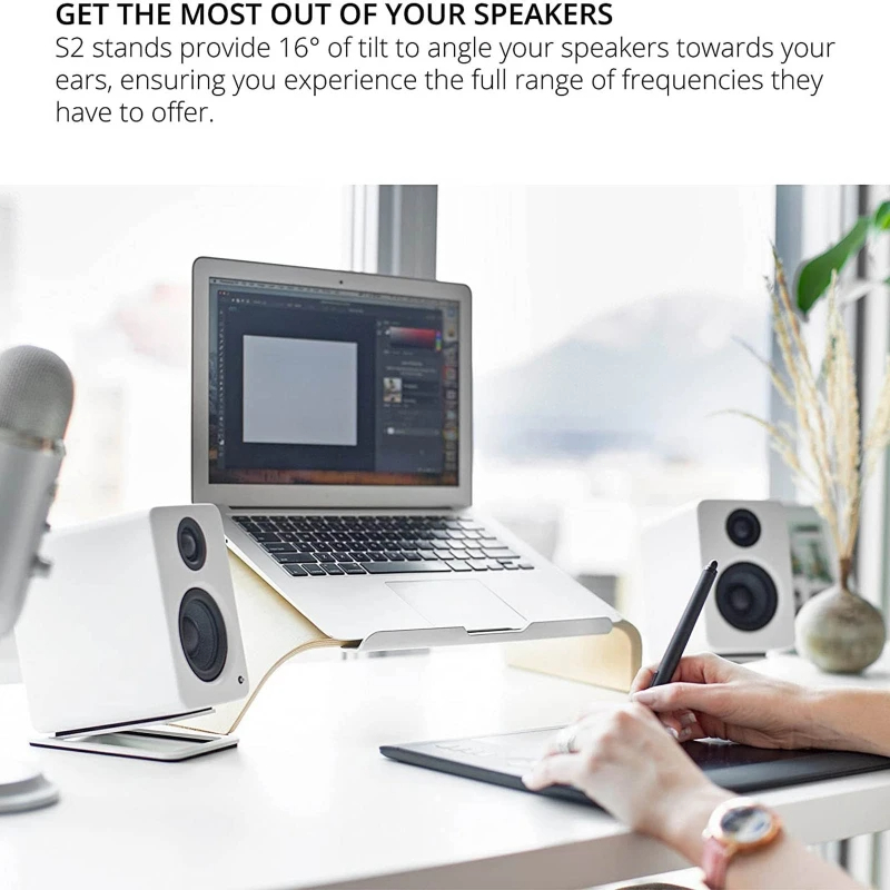 Xnyocnユニバーサルデスクトップスピーカースタンド、コン - Speaker Desk Setup のレビューと価格