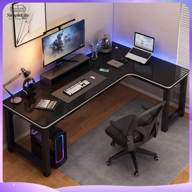 コーナーゲーミングデスク、PC/ラップトップ用コンピューター - Desk Setup Monitor And Laptop のレビューと価格