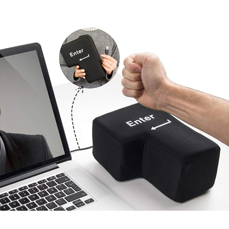 クリエイティブな大型USBエンターキー型ストレス解消枕、大き - Desk Setup Programmer のレビューと価格