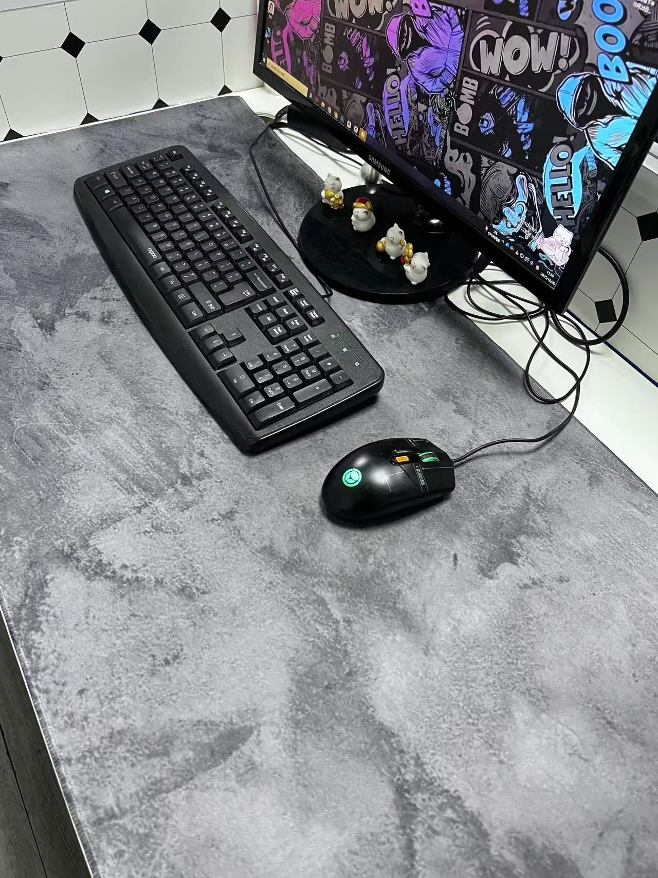 グレー大理石ビッグマウスパッドマウスパッド大型マウスパッドコ - Desk Setup Grey のレビューと価格