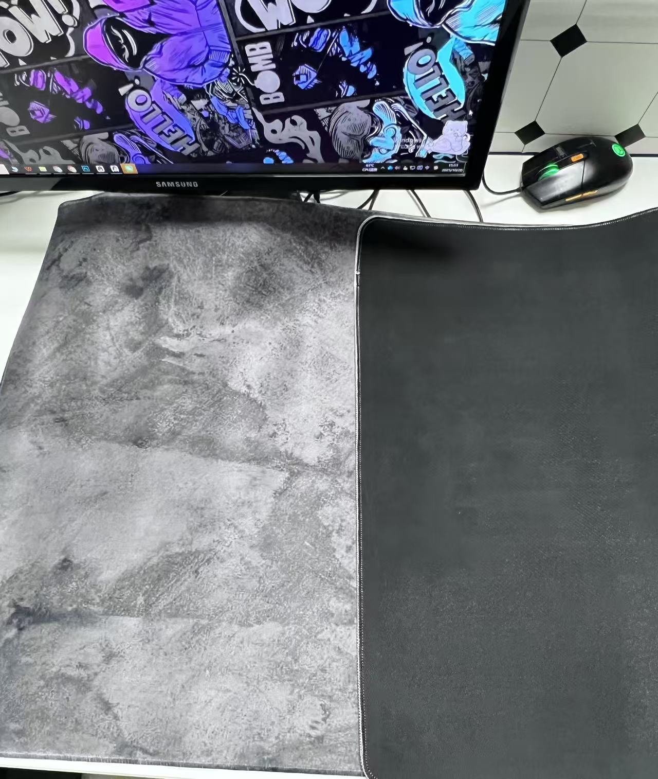 グレー大理石ビッグマウスパッドマウスパッド大型マウスパッドコ - Desk Setup Grey のレビューと価格