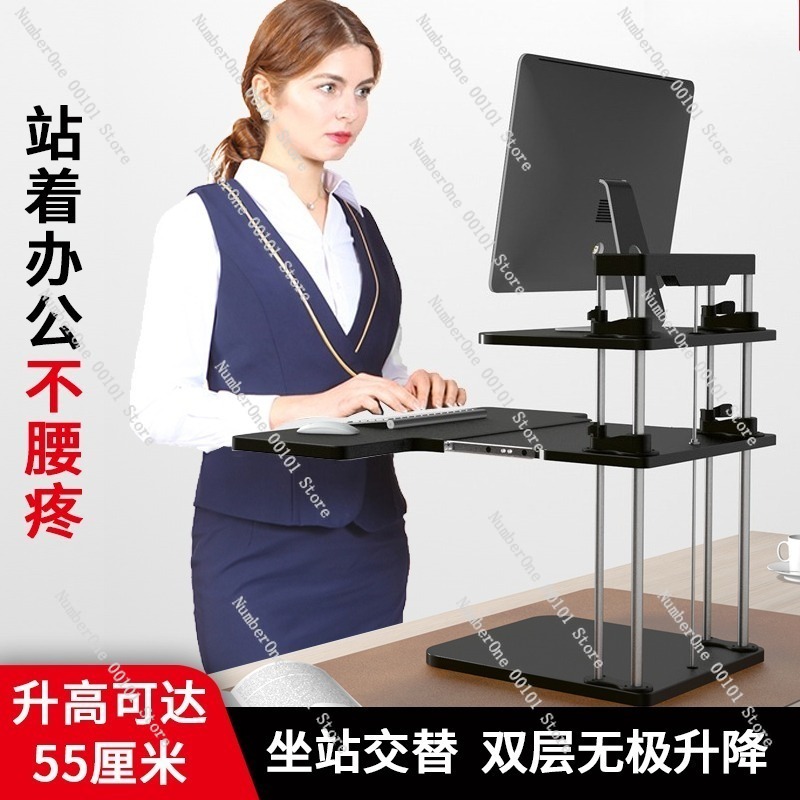 デスクトップワークステーション用の高さ調節可能なスタンディン - Desk Setup Monitor And Laptop のレビューと価格