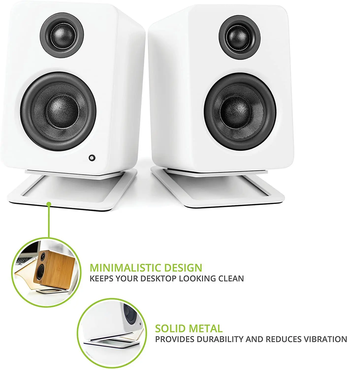 デスクトップスピーカースタンド、中型本棚スピーカー、Edif - Speaker Desk Setup のレビューと価格