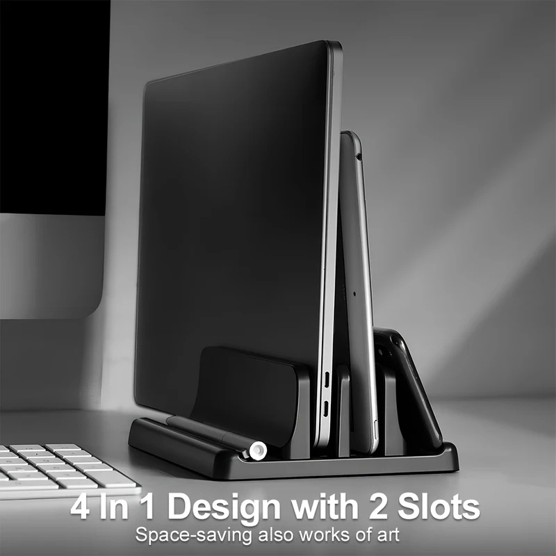 縦型ノートパソコンスタンド 多スロットノートブック収納ホルダ - Vertical Laptop Stand のレビューと価格