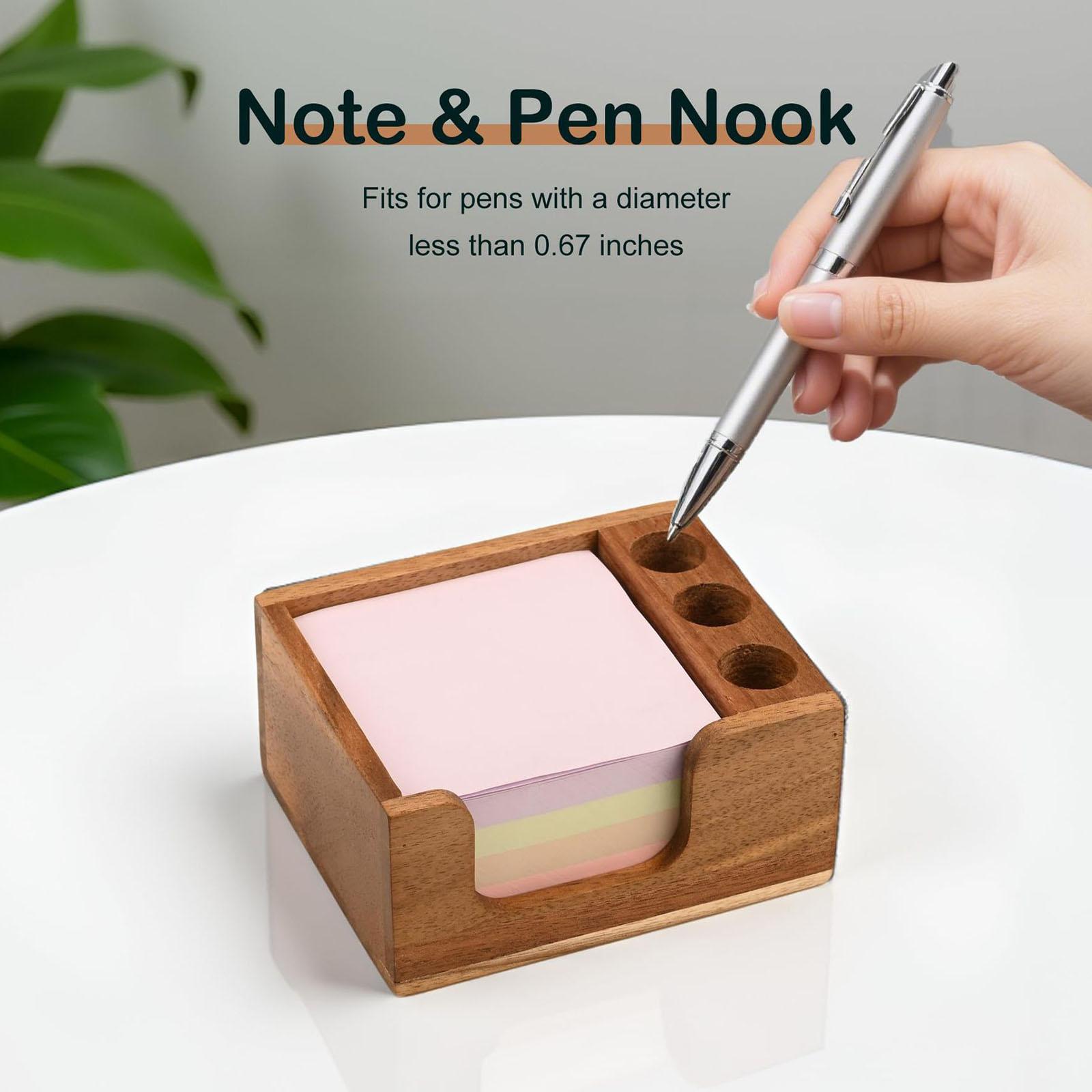 アカシアウッド付箋ホルダー、メモパッドホルダー多目的頑丈で素 - Sticky Memo Holder のレビューと価格
