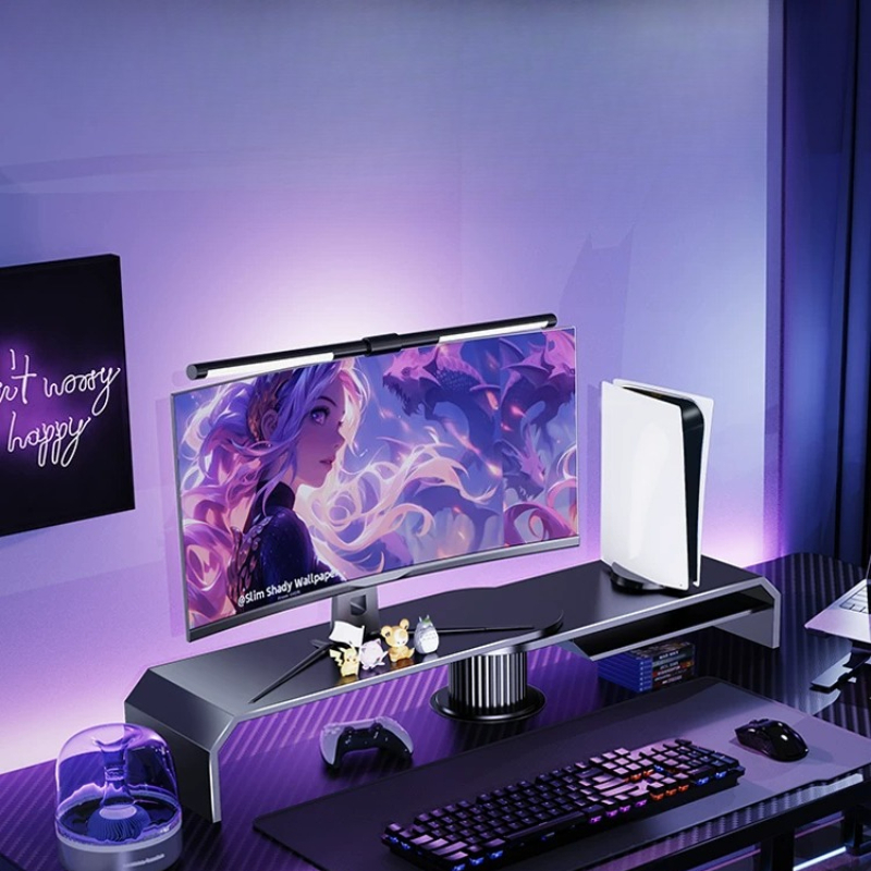 ゲーミングデュアルモニタースタンド オフィススクリーンライザ - Desk Setup Monitor And Laptop のレビューと価格