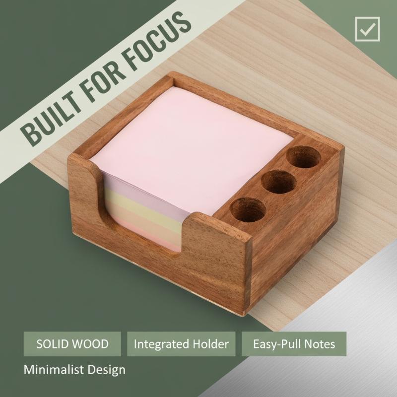 木製デスクオーガナイザー、ペンホルダー3個、付箋ホルダー、鉛 - Sticky Memo Holder のレビューと価格