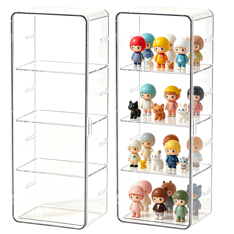 1/2個入り 透明アクリル製フィギュアディスプレイボックス  - Desk Setup Shelves のレビューと価格