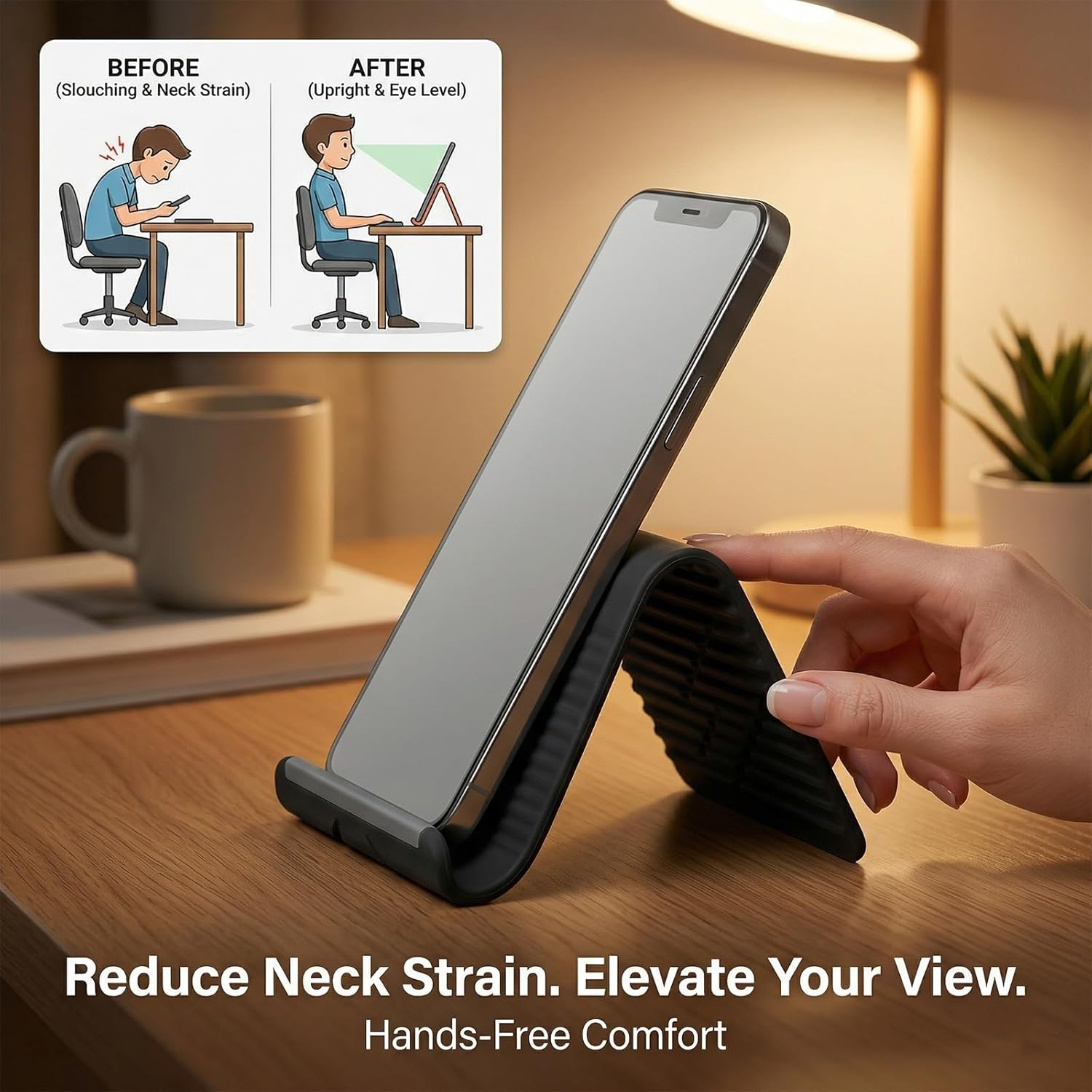 柔軟で折りたたみ可能なシリコン製スマホホルダー、ポータブルで - Desk Setup Table のレビューと価格