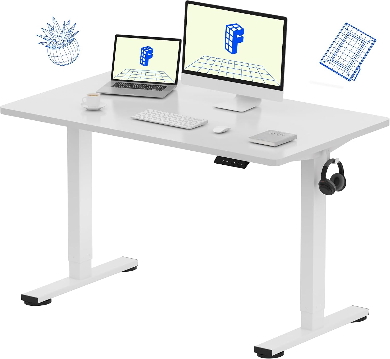 スタンディングデスク 48インチ 24インチ ワンピース ホ - Desk Setup Dual Monitor のレビューと価格