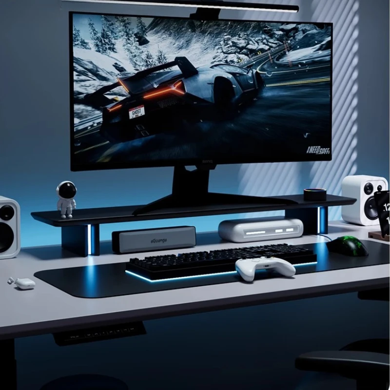 RGB モニタースタンド人間工学に基づいたコンピュータースク - Desk Setup Monitor And Laptop のレビューと価格