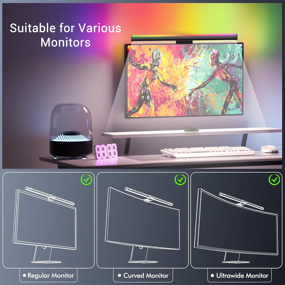 Wi-Fiライトバー モニターライトバー ランプ スクリーン - Desk Setup No Monitor のレビューと価格