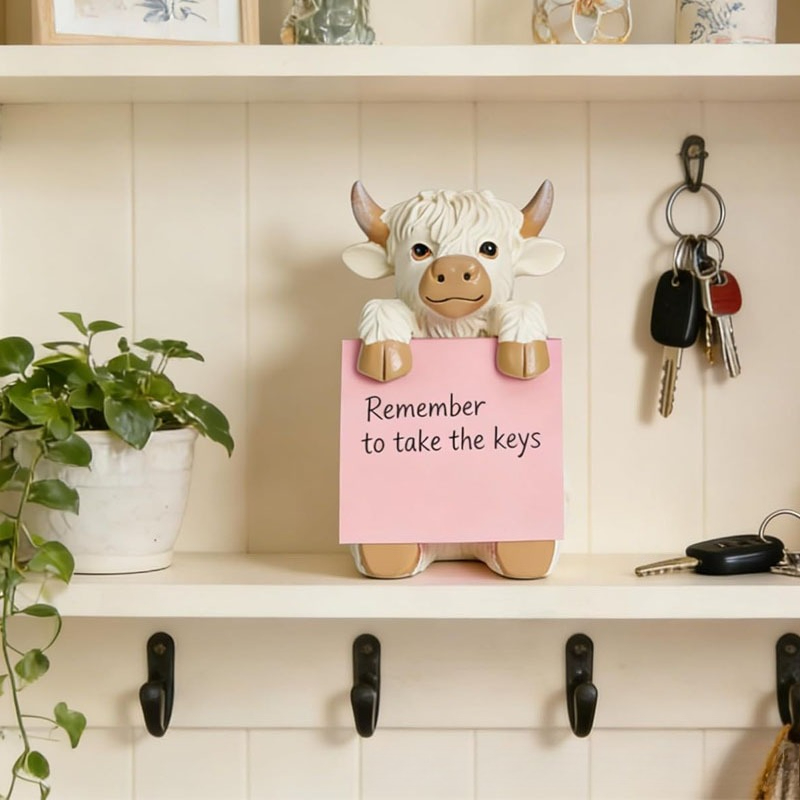 クリエイティブハイランドカウレジン製付箋ディスペンサー ポッ - Sticky Memo Holder のレビューと価格