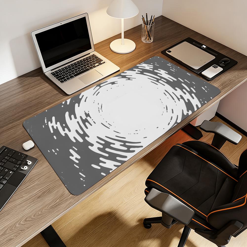 グレーの円形波紋流体テクスチャプリントマウスパッド、滑り止め - Desk Setup Grey のレビューと価格