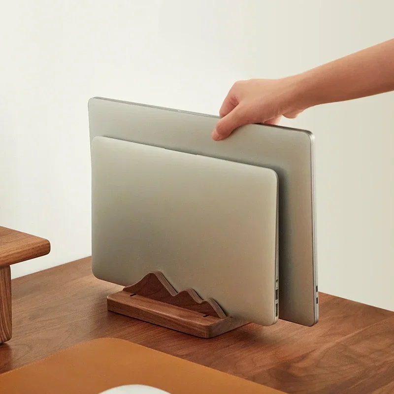 カスタム木製ノートパソコンスタンド 縦置き収納ドック ウォー - Vertical Laptop Stand のレビューと価格