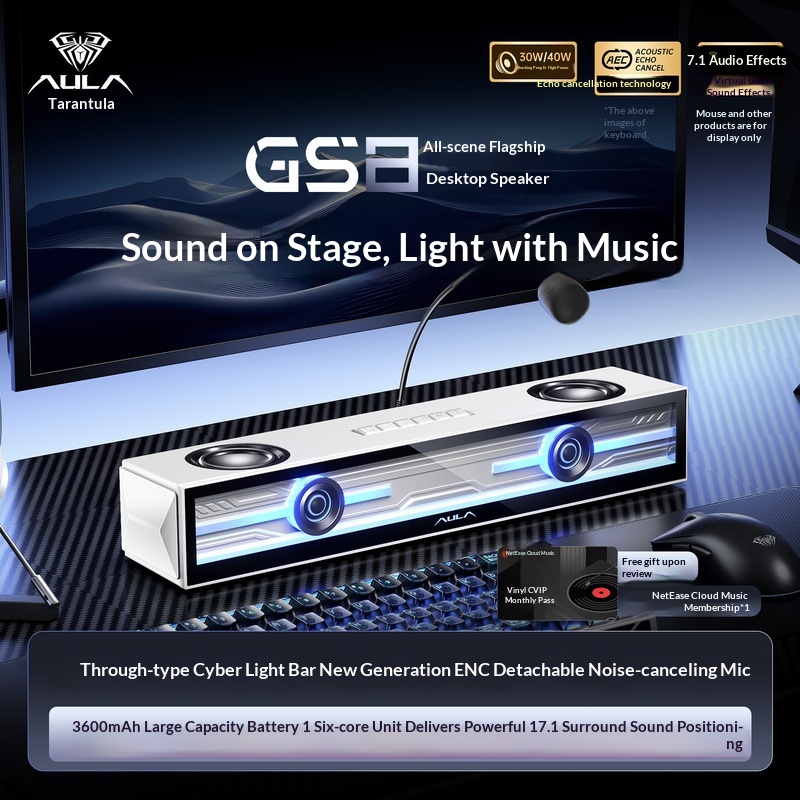 Aula Gs8 ゲーミングスピーカー デスクトップコンピュ - Speaker Desk Setup のレビューと価格