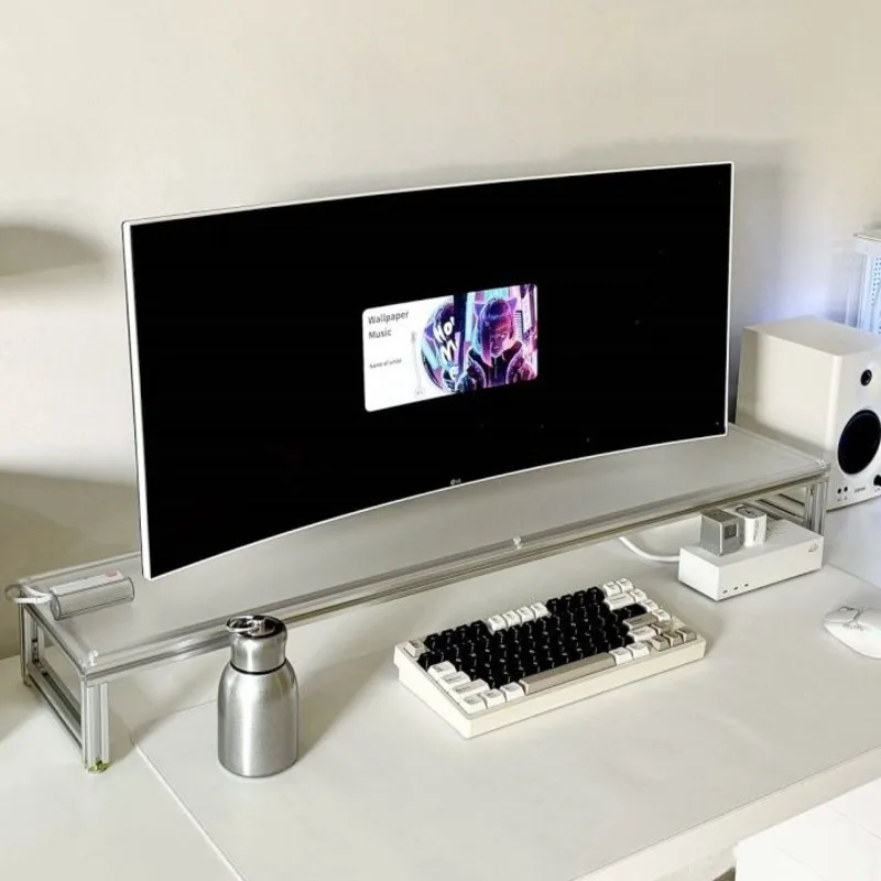 アルミニウムモニタースタンドアクリルデスクトップライザーラッ - Desk Setup Monitor And Laptop のレビューと価格