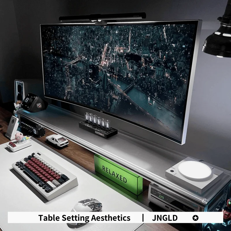 アルミニウムモニタースタンドアクリルデスクトップライザーラッ - Desk Setup Monitor And Laptop のレビューと価格
